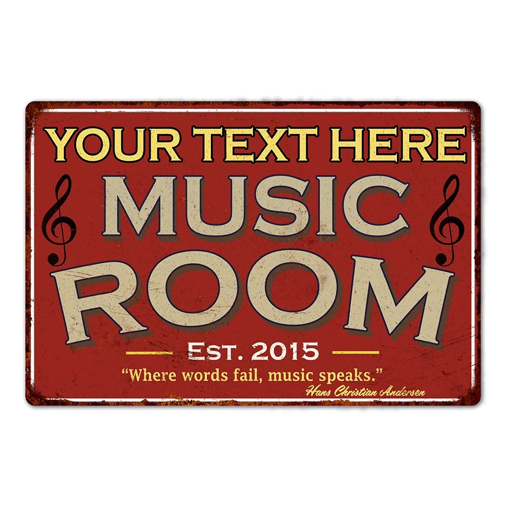 Musical Instrument Sign - Personalized Music Room Sign Red Signs