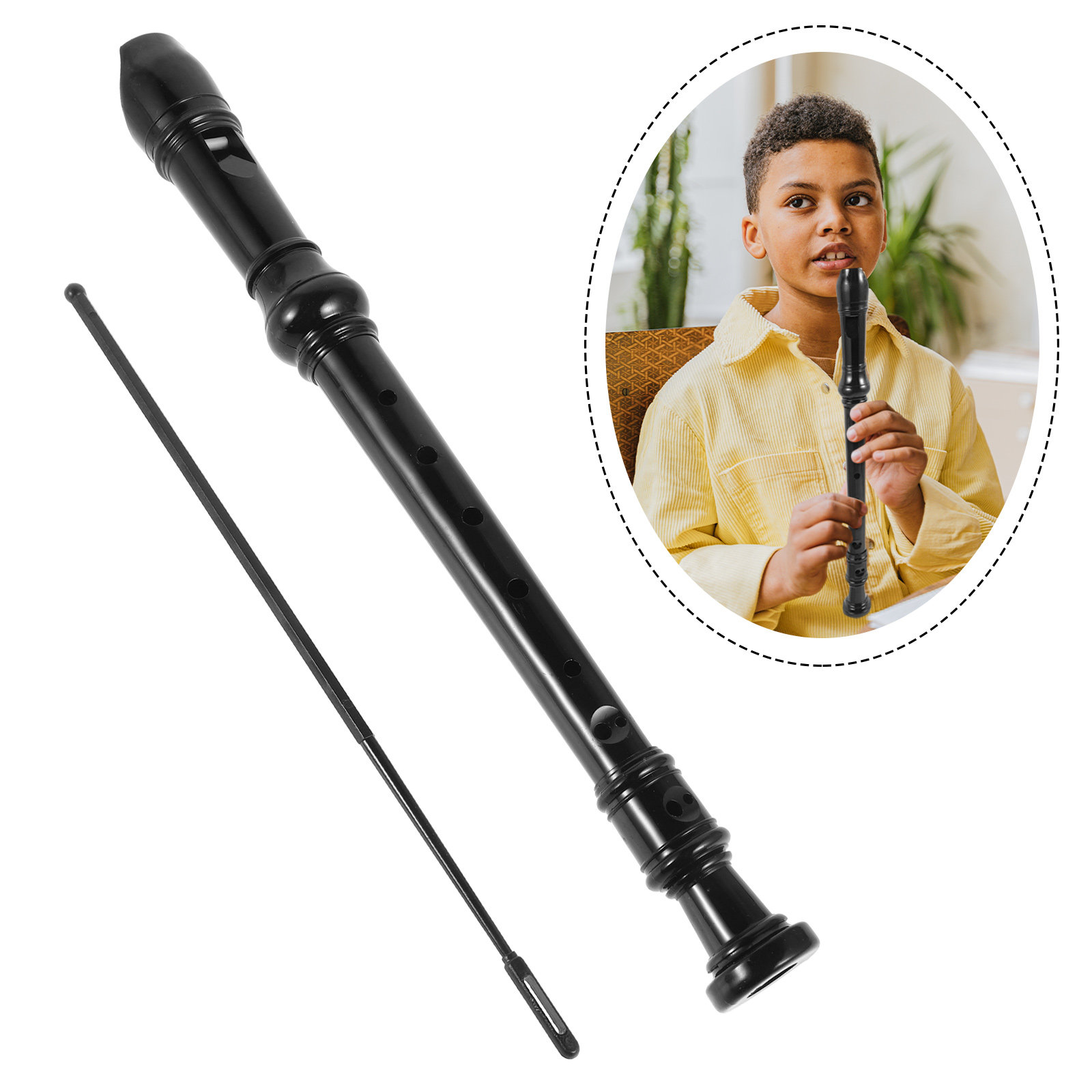 Soprano Recorder Plastic - 8 Hole Black Transparent Soprano Recorder