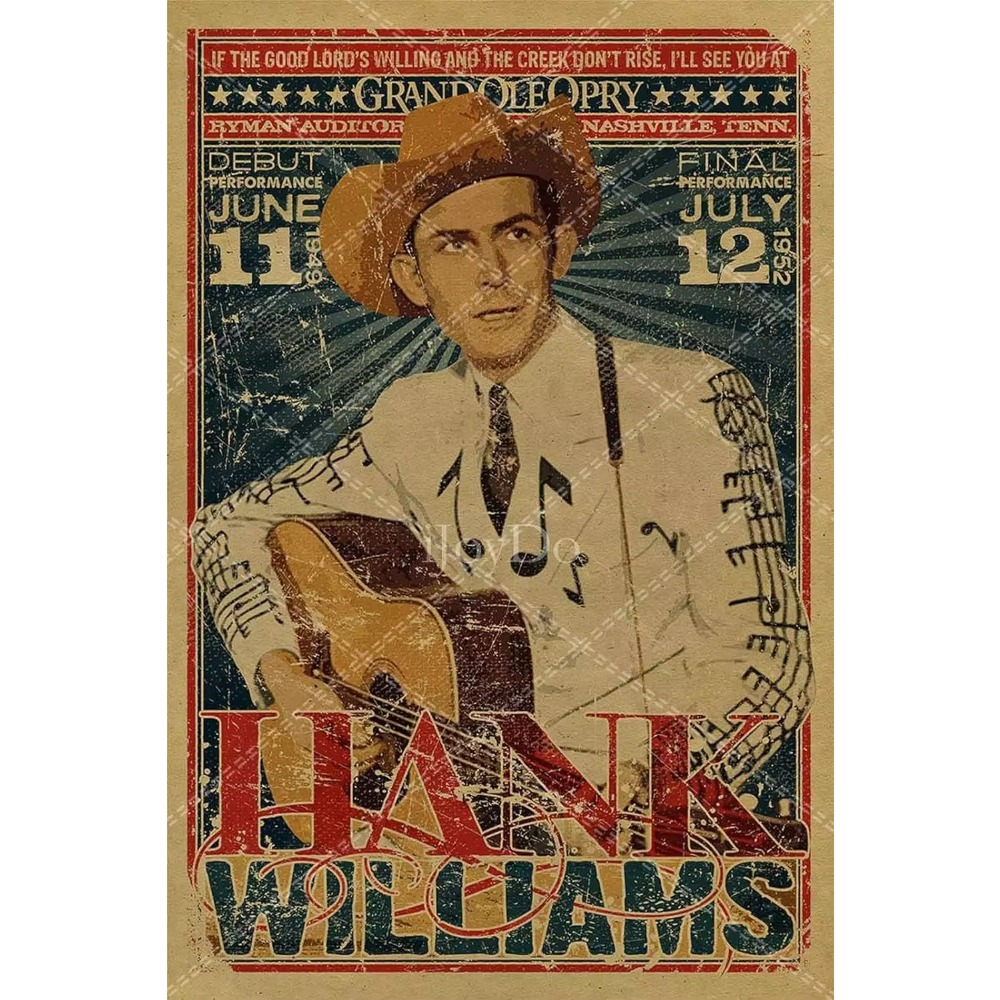 Hank Williams Metal Sign Retro - Musical Instrument Sign recension och pris