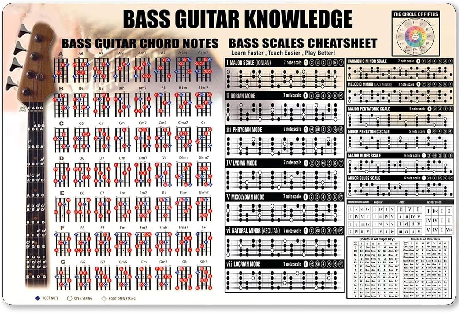 Bass Guitar Knowledge Metal Si - Musical Instrument Sign recension och pris