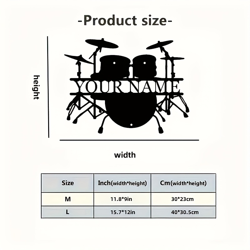Custom Drum Set Metal Wall Art - Musical Instrument And Name recension och pris