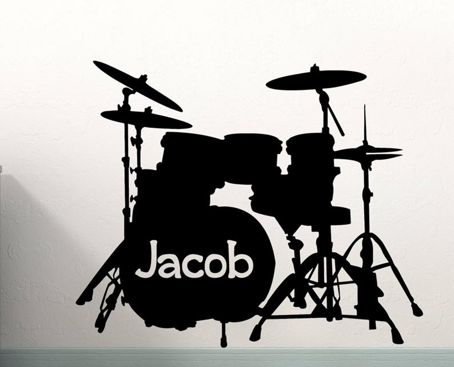 Drum Set Wall Decal Custom Nam - Musical Instrument And Name recension och pris